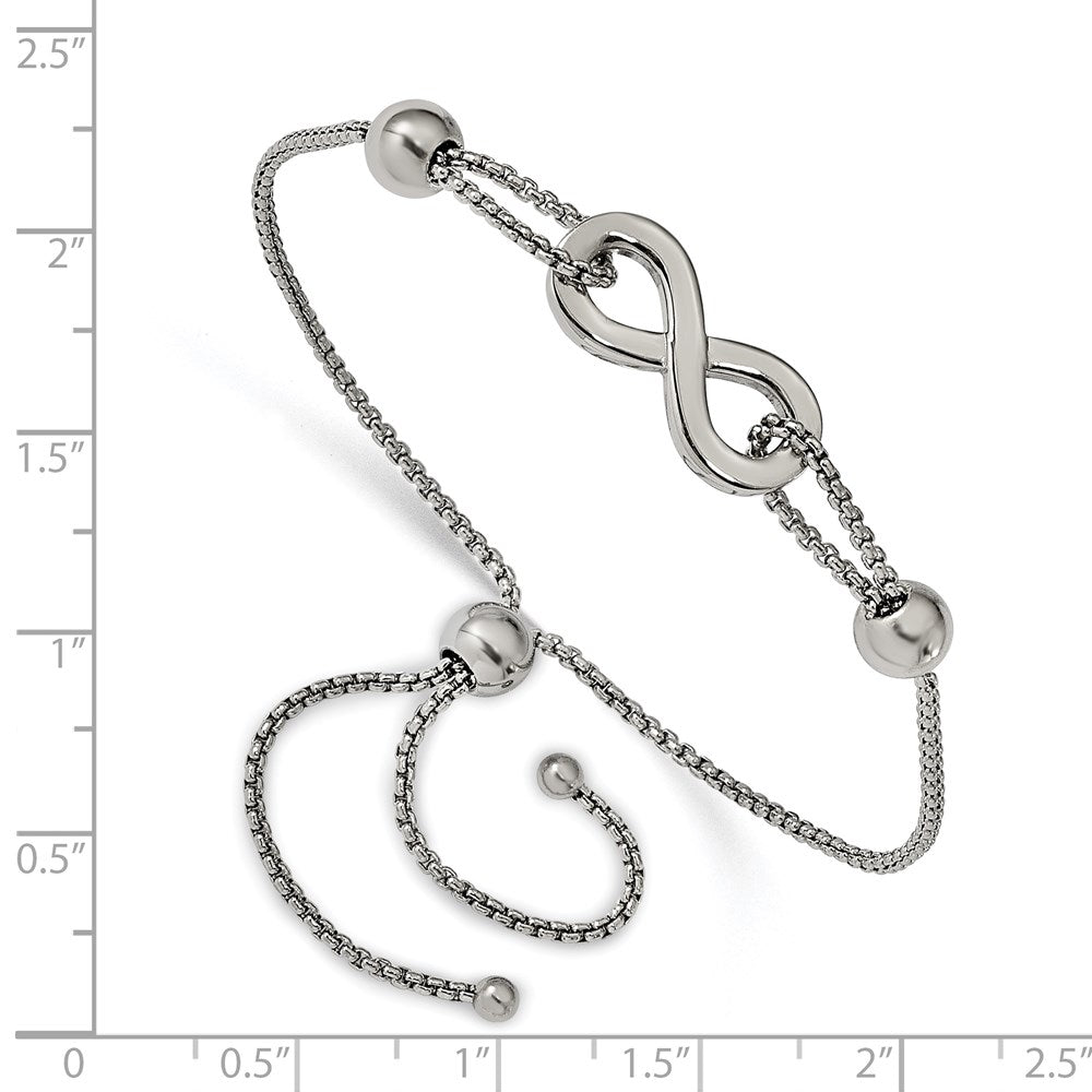 Stainless Steel Polished Infinity Symbol Adjustable Bracelet 9.5 inches