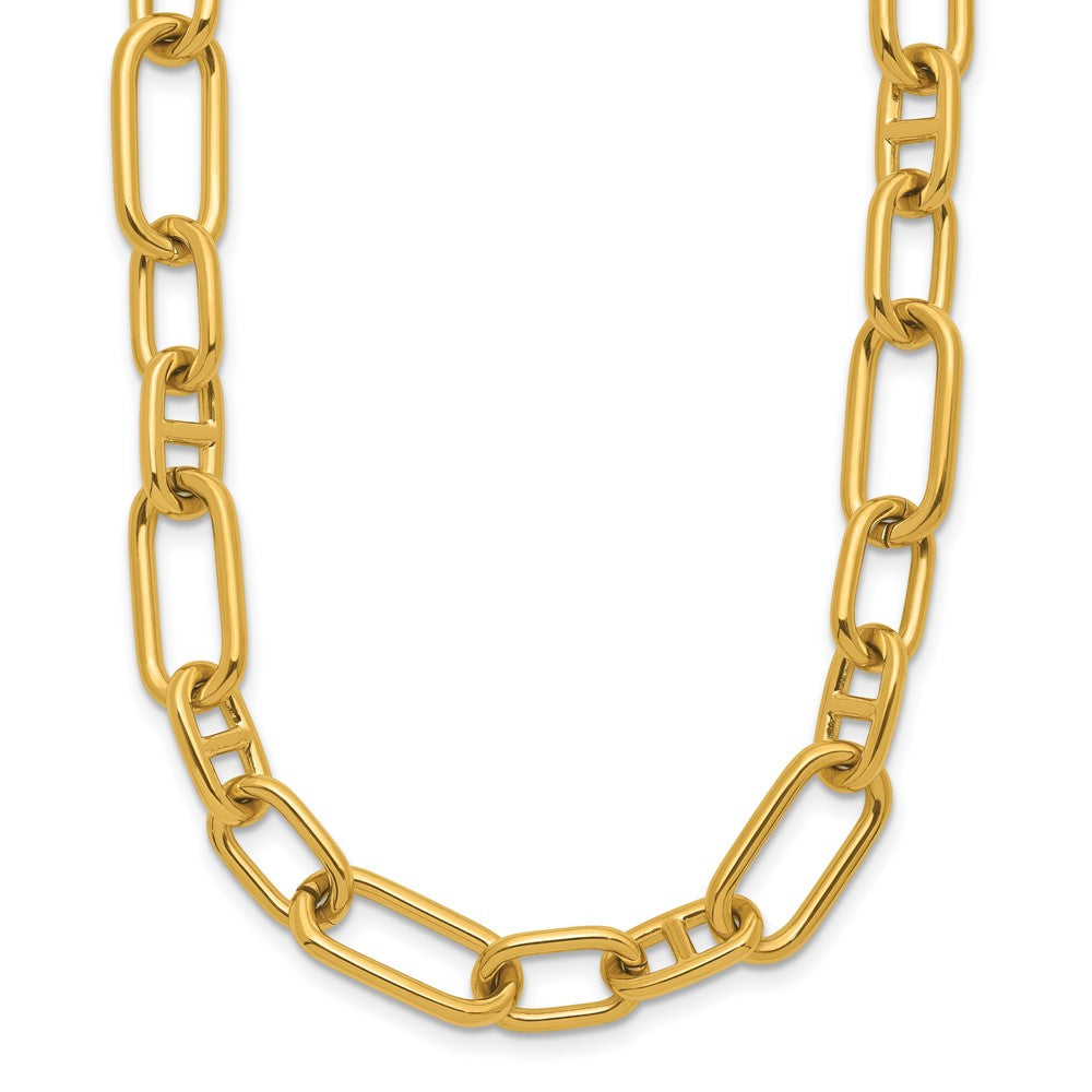 Chisel Stainless Steel Polished Yellow IP-Plated 9mm 17 inch Plus  2 inch Extension Open Link Necklace