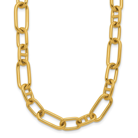 Chisel Stainless Steel Polished Yellow IP-Plated 9mm 17 inch Plus  2 inch Extension Open Link Necklace