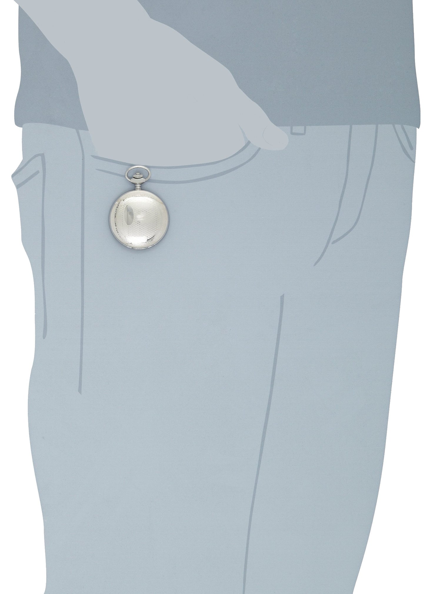 Charles-Hubert Paris 3929 Stainless Steel White Dial Mechanical Pocket Watch