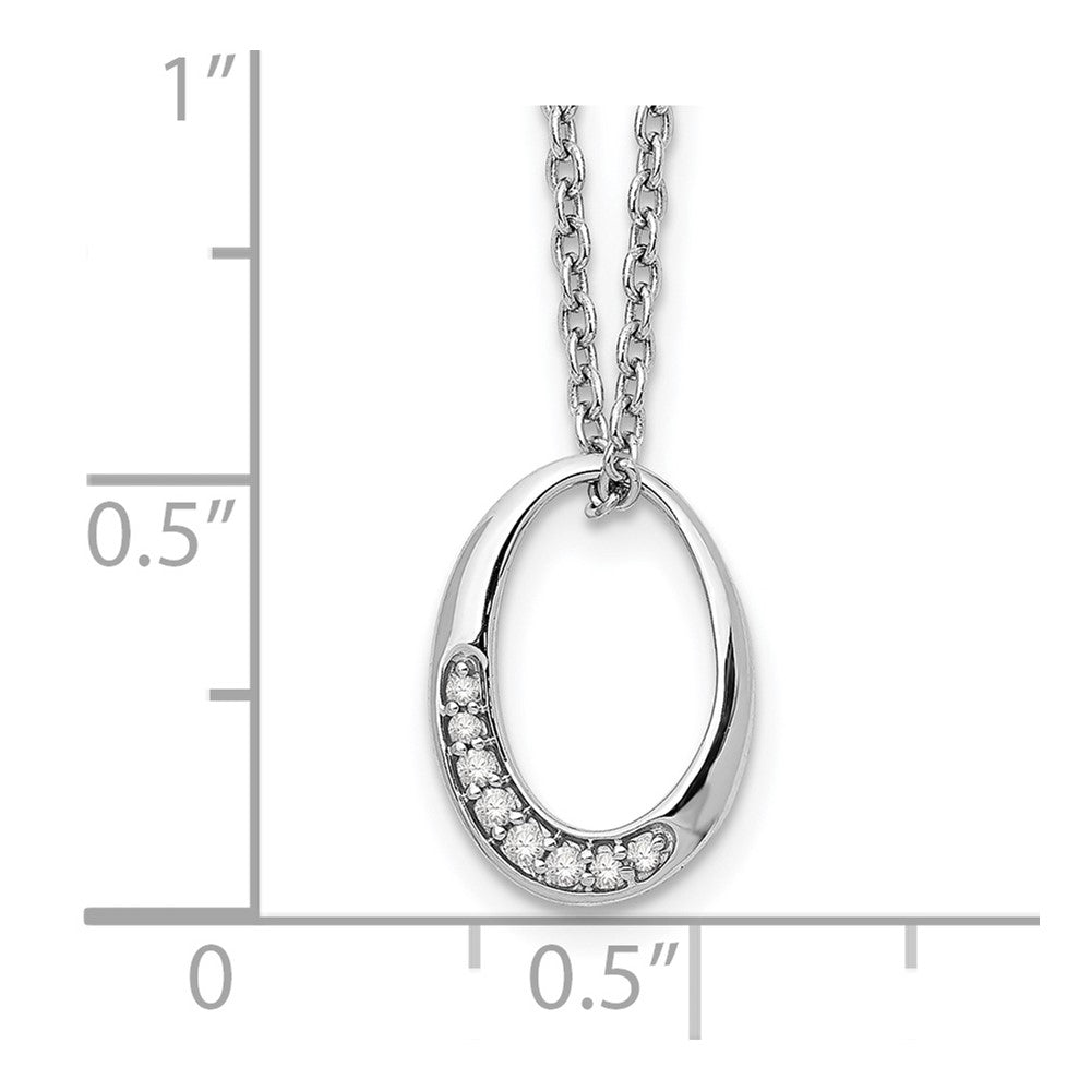 White Ice Sterling Silver Rhodium-plated 18 Inch Diamond Open Oval Necklace with 2 Inch Extender 18 Inches