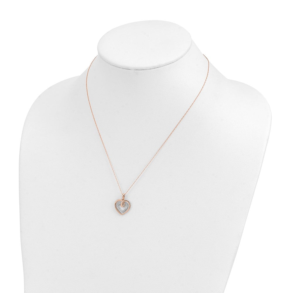 14k Two-Tone White and Rose Gold 1/10 carat Lab Grown Diamond VS/SI+ G+ 18 inch Heart Pendant Necklace
