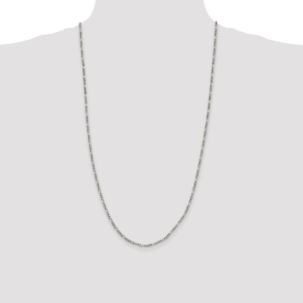 Sterling Silver 2.5mm Figaro Chain 28 Inches