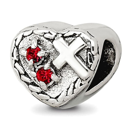 Sterling Silver Reflections CZ and Cross Heart Bead