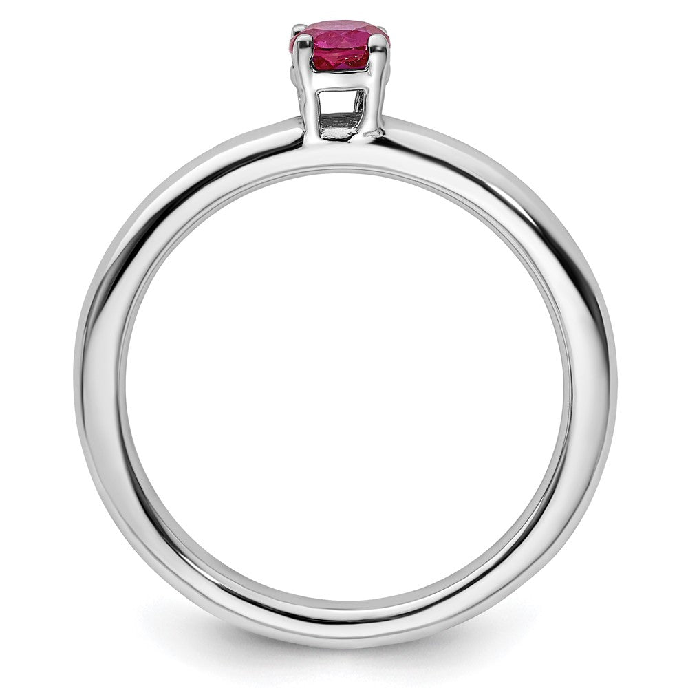 Sterling Silver Stackable Expressions Rhodium Cr. Ruby Ring