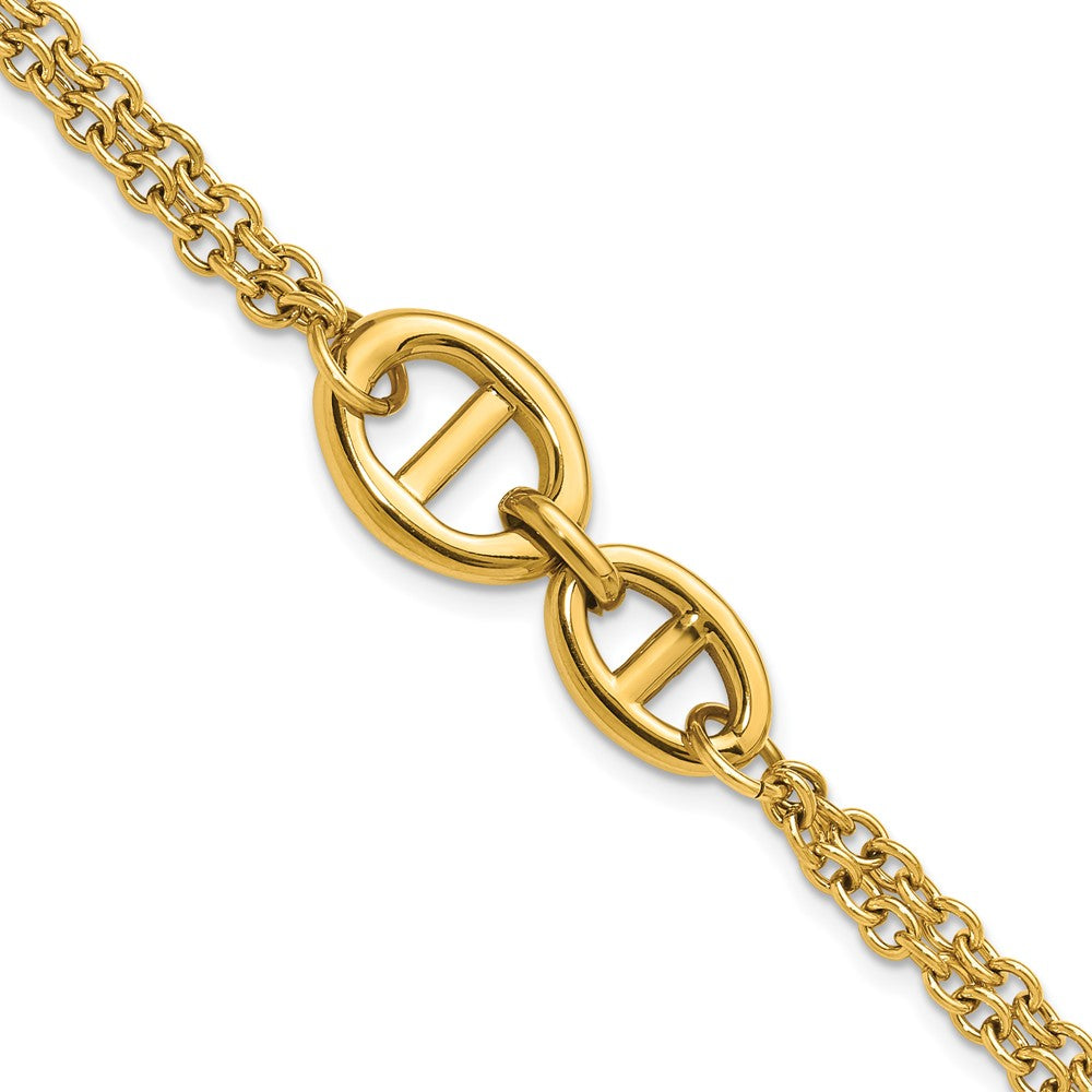 Chisel Stainless Steel Polished Yellow IP-plated Two-Strand 7 inch Plus a 1.25 inch Extension Bracelet 8.25 inches