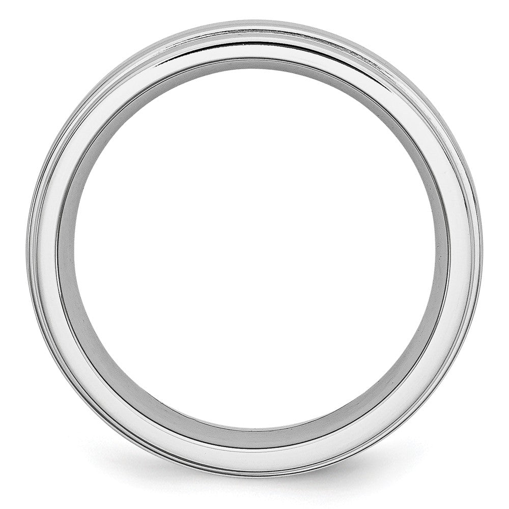 Cobalt Satin and Polished Ridged Edge 7mm Band Size - 10.5