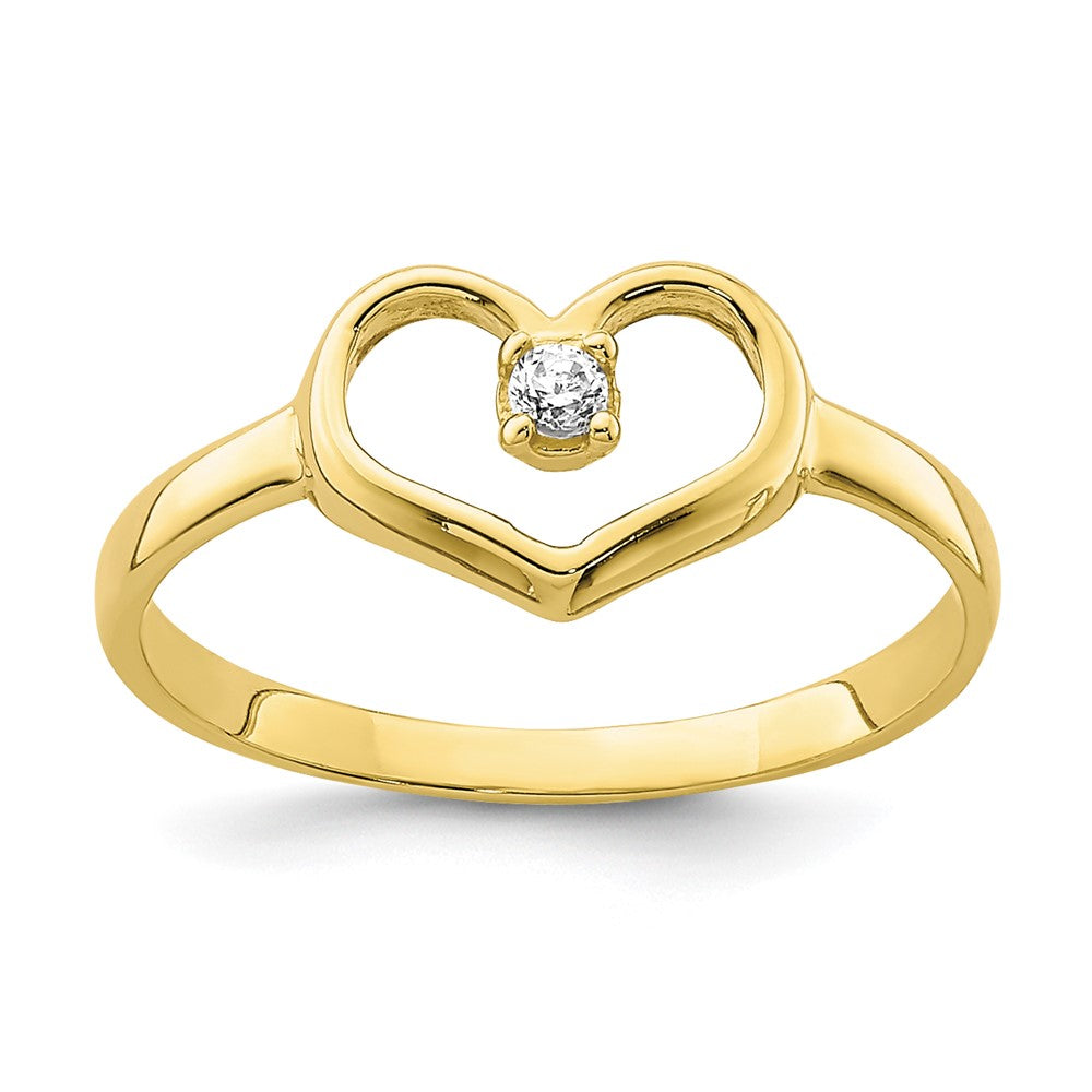 10K CZ Heart Baby Ring Size 2