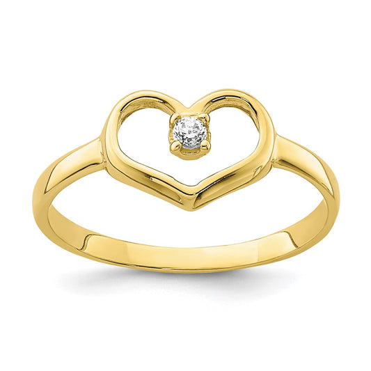 10K CZ Heart Baby Ring Size 2
