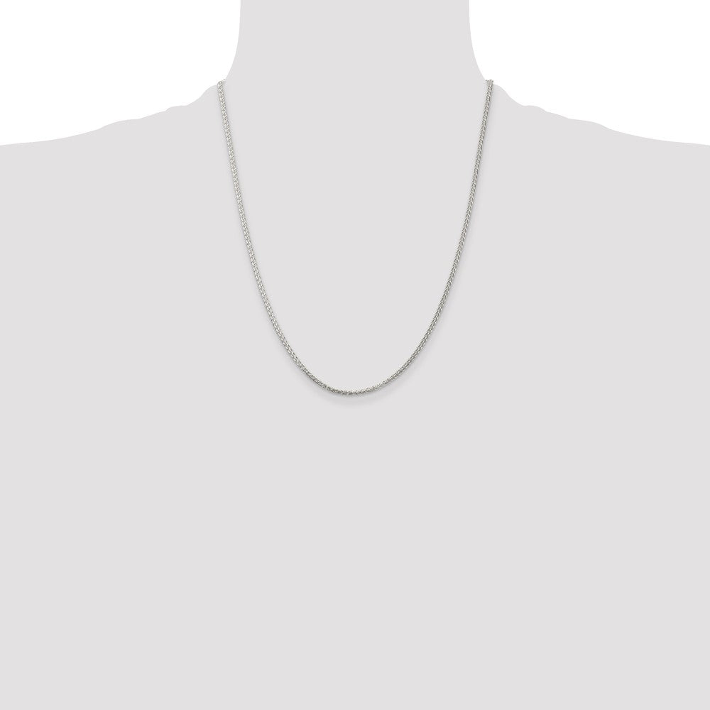 Sterling Silver Rhodium-plated 1.75mm Round Spiga Chain 22 Inches
