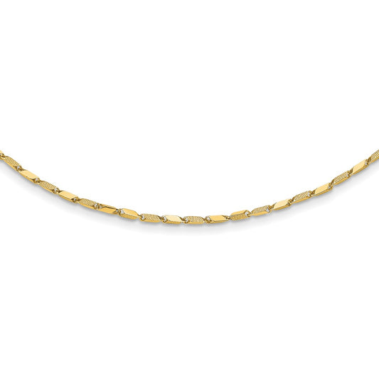 14K Polished and Textured Fancy Link 17in Necklace