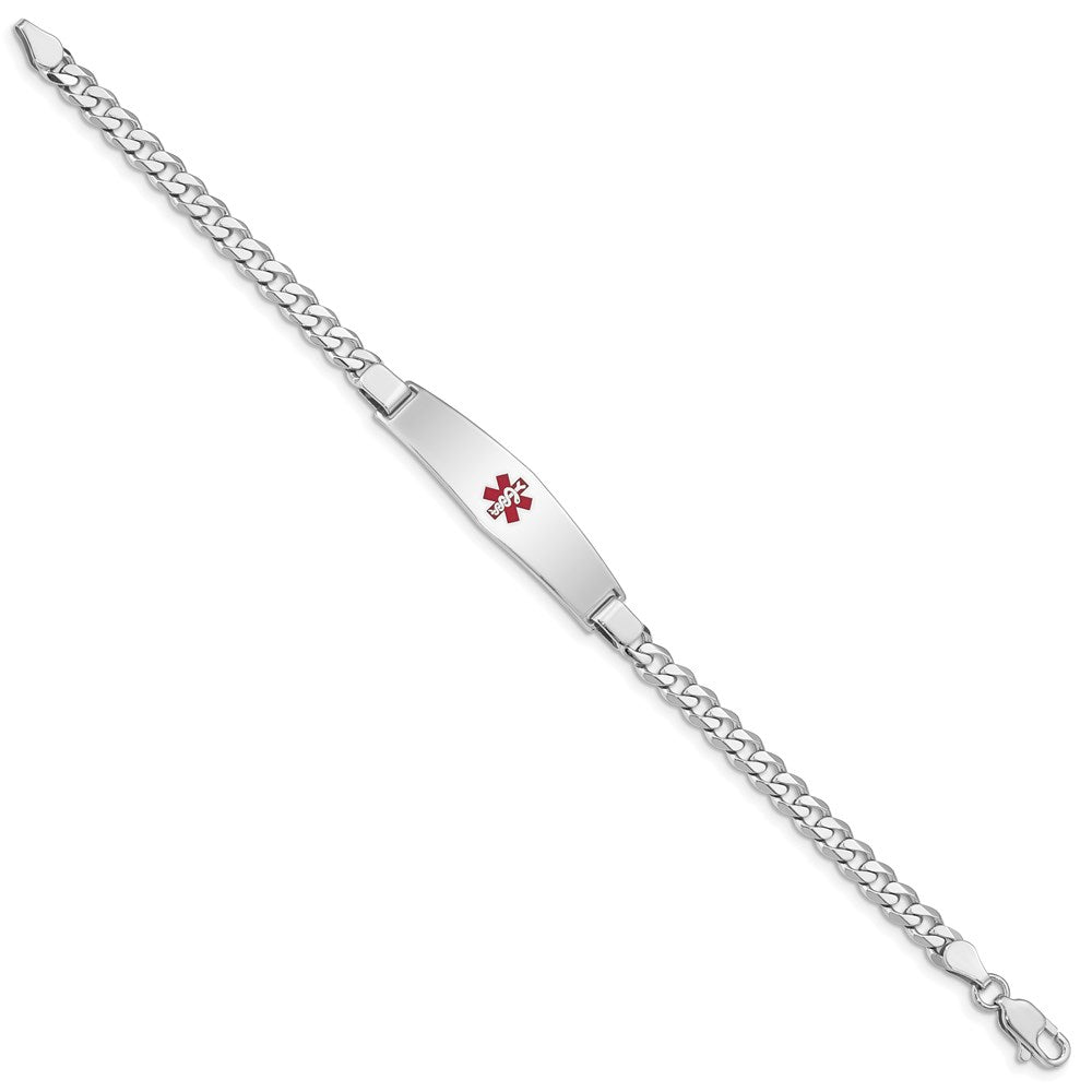 Sterling Silver Rhodium-plated Medical ID Curb Link Bracelet 8 inches