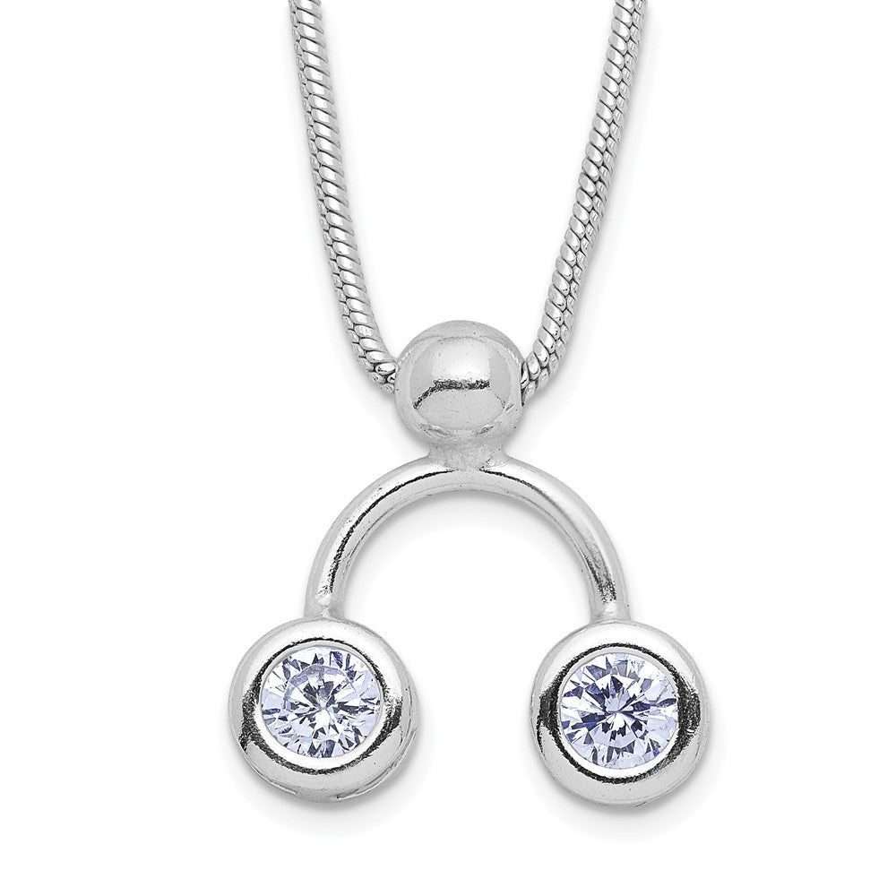 Sterling Silver Double Light Purple CZ Necklace