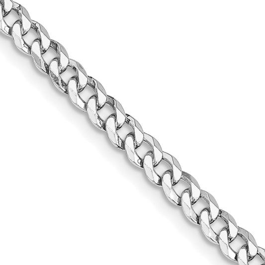 Sterling Silver Rhodium-plated 4mm Beveled Curb Chain 22 Inches
