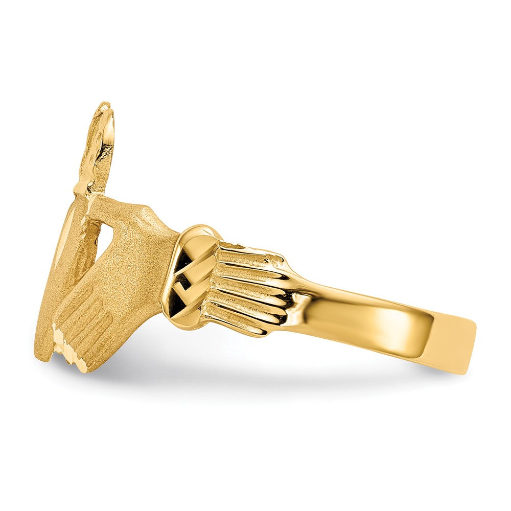 14K Diamond-cut Claddagh Ring Size 10
