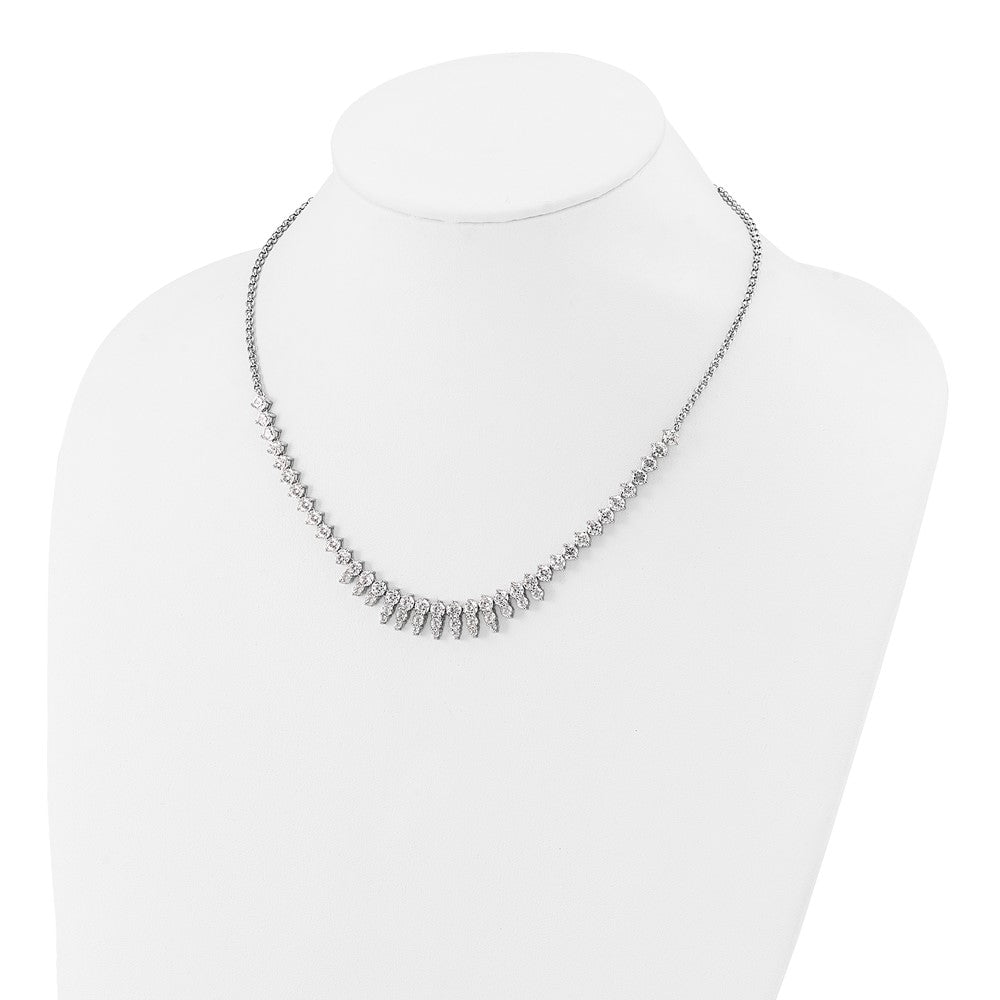 Cheryl M Sterling Silver Rhodium-plated Polished Fancy CZ Necklace 18 Inches