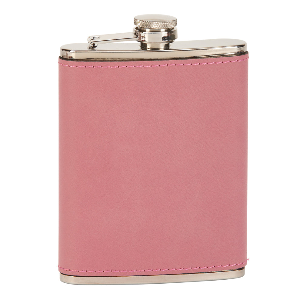 LEATHERETTE FLASK, PINK 8 OZ