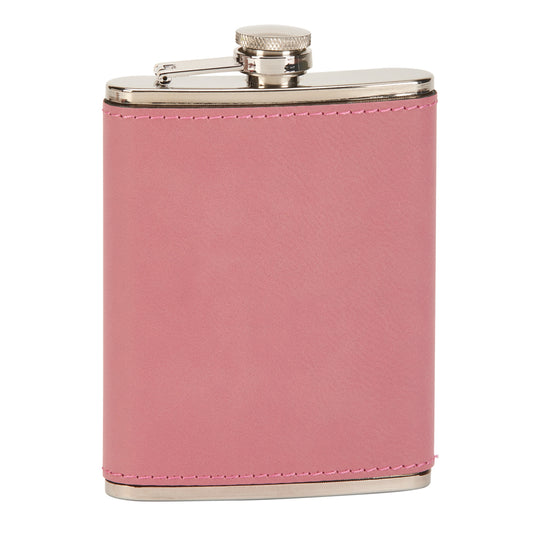LEATHERETTE FLASK, PINK 8 OZ