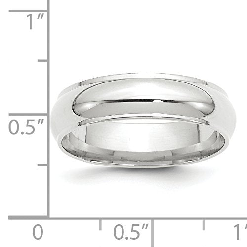 10k White Gold 6mm Half Round with Edge Wedding Band Size 12