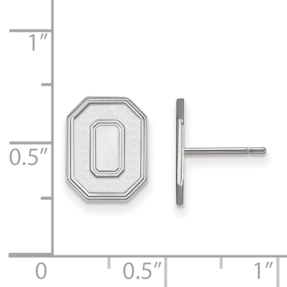 Sterling Silver Rhodium-plated LogoArt The Ohio State University Letter O Small Post Earrings Q-SS052OSU