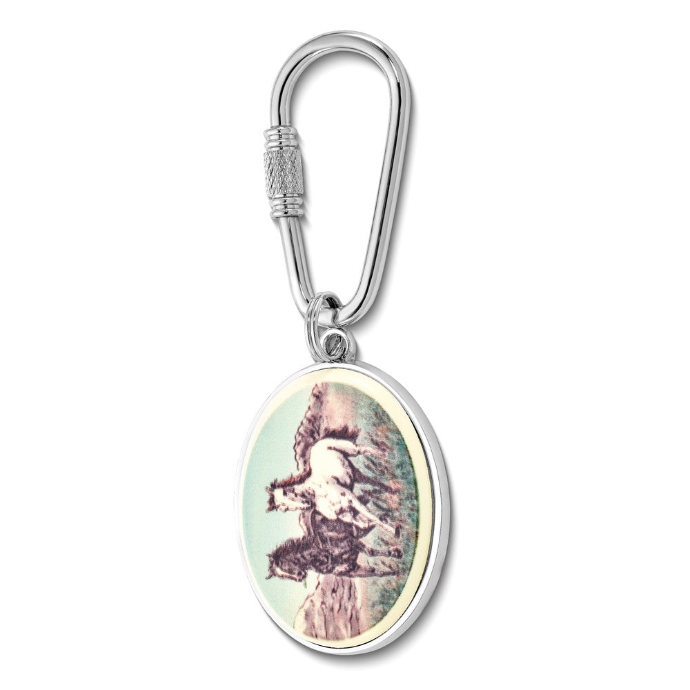 Barlow Designs Color Stallions Oval Key Chain
