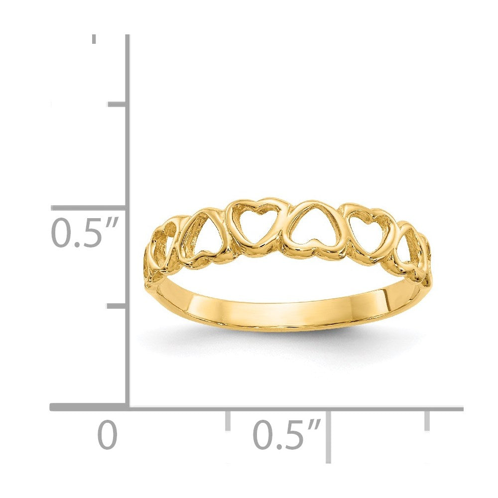 14k Polished Hearts Ring Size 7