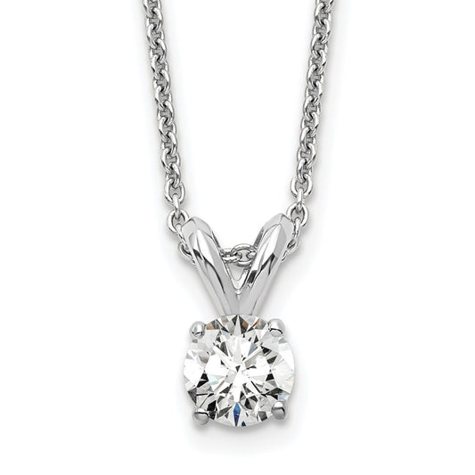 14k White Gold 1/4 carat Lab Grown Diamond VS/SI+ G+ Round Complete Four Prong 18 inch Solitaire Pendant Necklace