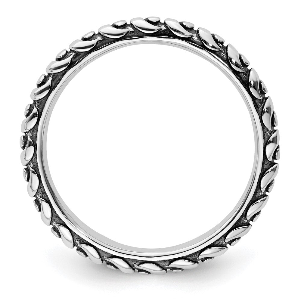 Sterling Silver Stackable Expr Polished Swirl Antiqued Eternity Ring
