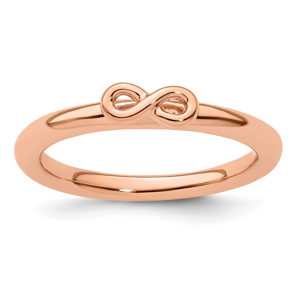Sterling Silver Stackable Expressions Pink-plated Infinity Symbol Ring