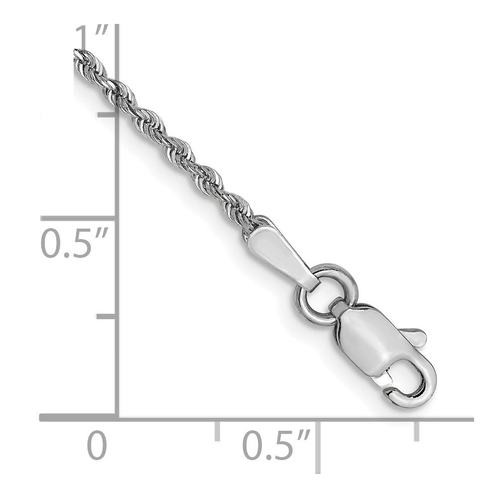 14K White Gold 1.3mm Diamond-Cut Rope Chain 7  inches
