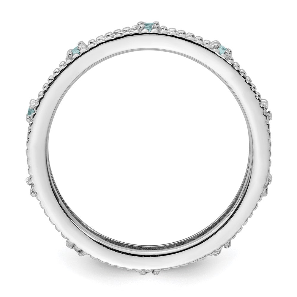 Sterling Silver Stackable Expressions Aquamarine Ring Size -6