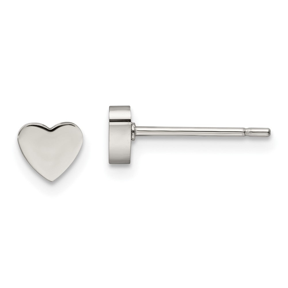 Stainless Steel Polished Heart Post Earrings