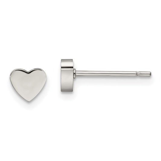 Stainless Steel Polished Heart Post Earrings