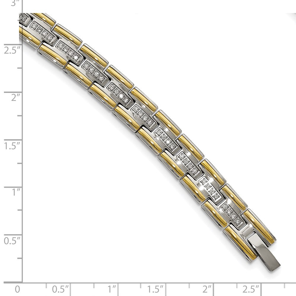 Stainless Steel Polished Yellow IP-plated with CZ 8.5in Bracelet 8.5 inches