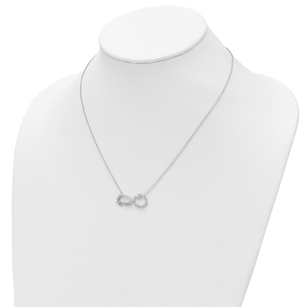 Sentimental Expressions Sterling Silver Rhodium-plated CZ My Mother My Friend 18in Necklace 18 Inches