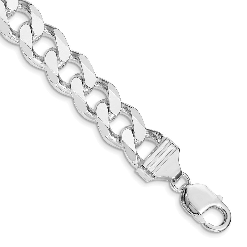 Sterling Silver Rhodium-plated 13mm Curb Chain 9 inches