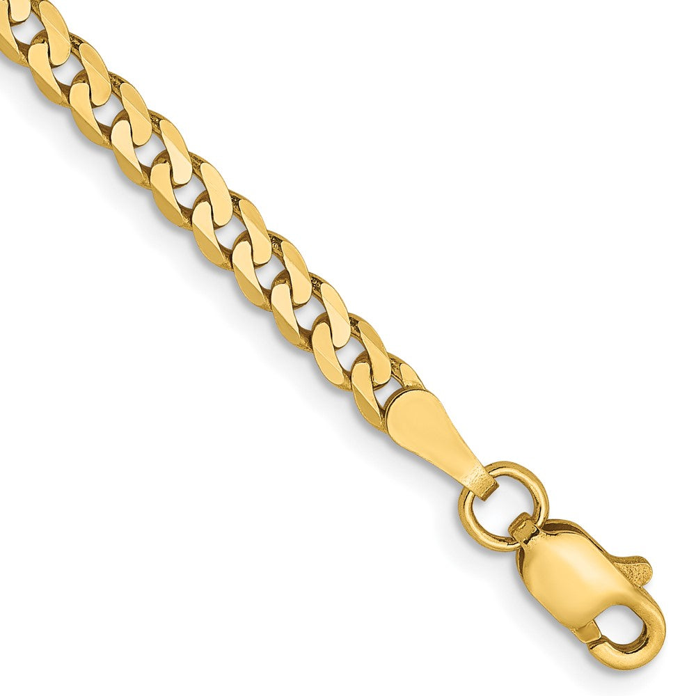 14K 2.9mm Flat Beveled Curb Chain 8  inches