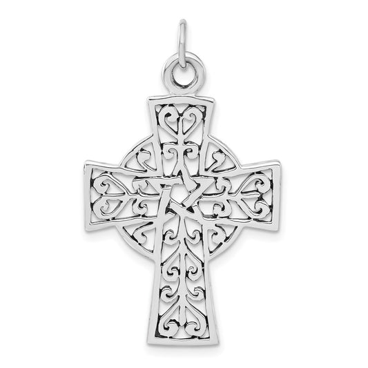 Sterling Silver Polished & Antiqued Cross Pendant