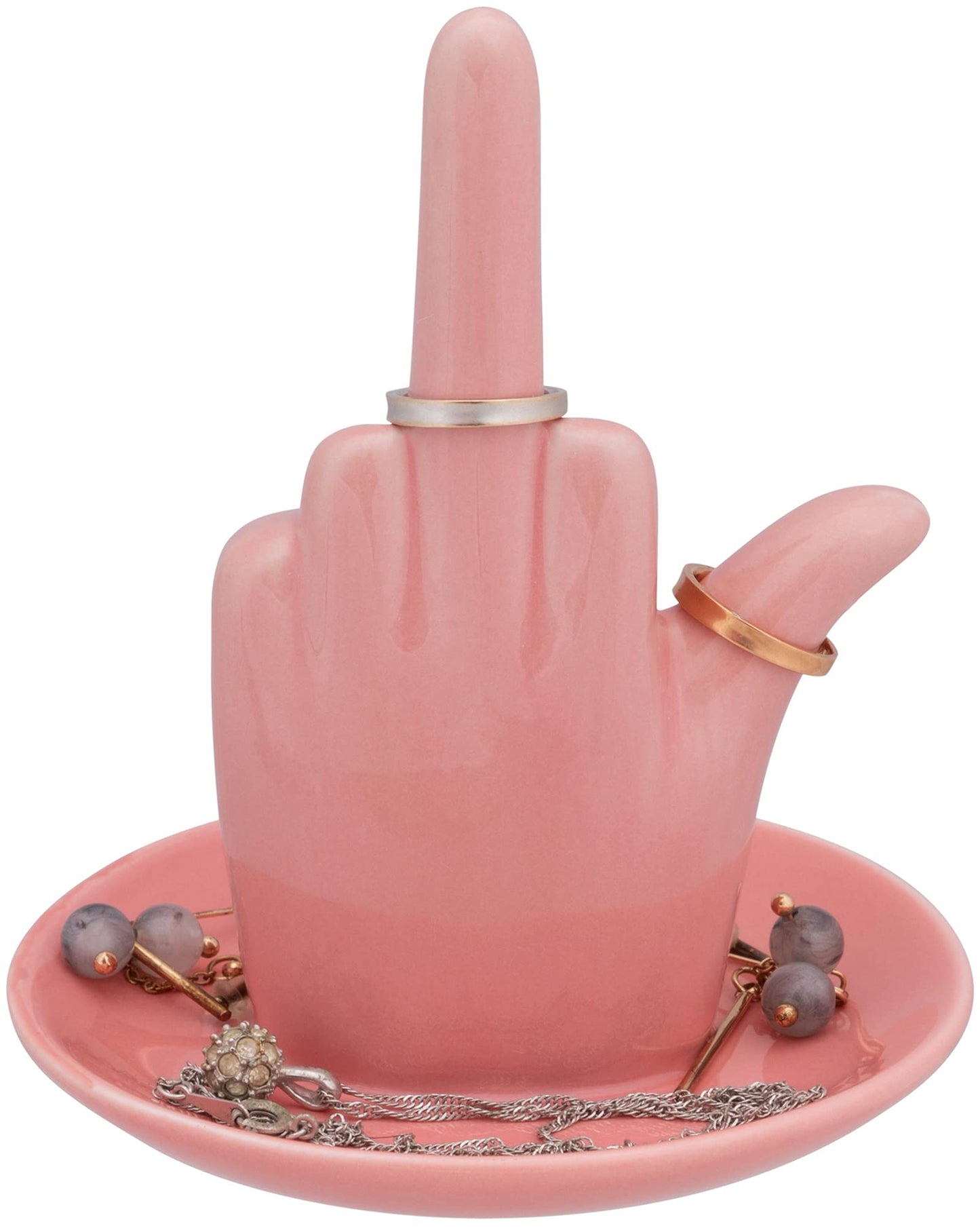 Stephanie Imports Peach Pink Ceramic Jewelry Organiser Ring Dish Tray