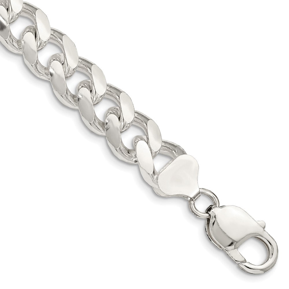 Sterling Silver 10.5mm Domed w/ Side D/C Curb Chain 10 inches