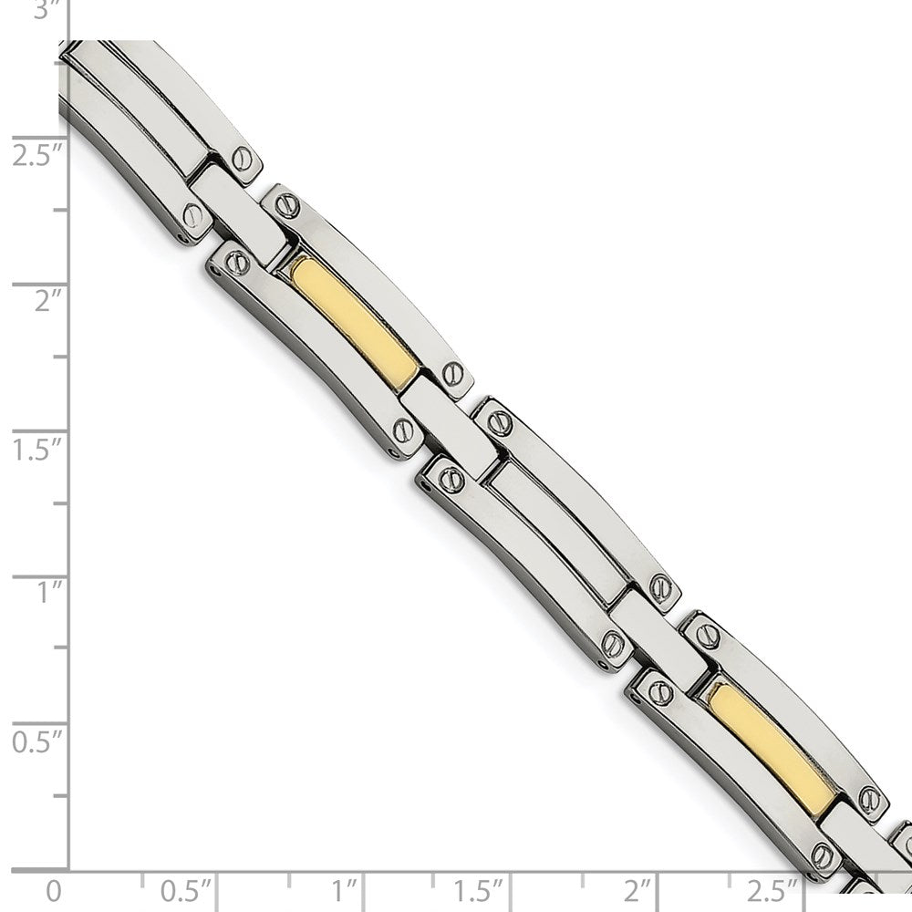 Stainless Steel with 14k Accent 8.5in Polished Link Bracelet 8.5 inches