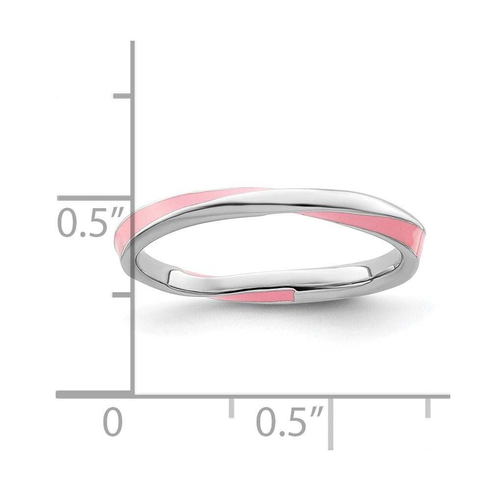 Sterling Silver Stackable Expressions Twisted Pink Enameled Ring Size -10