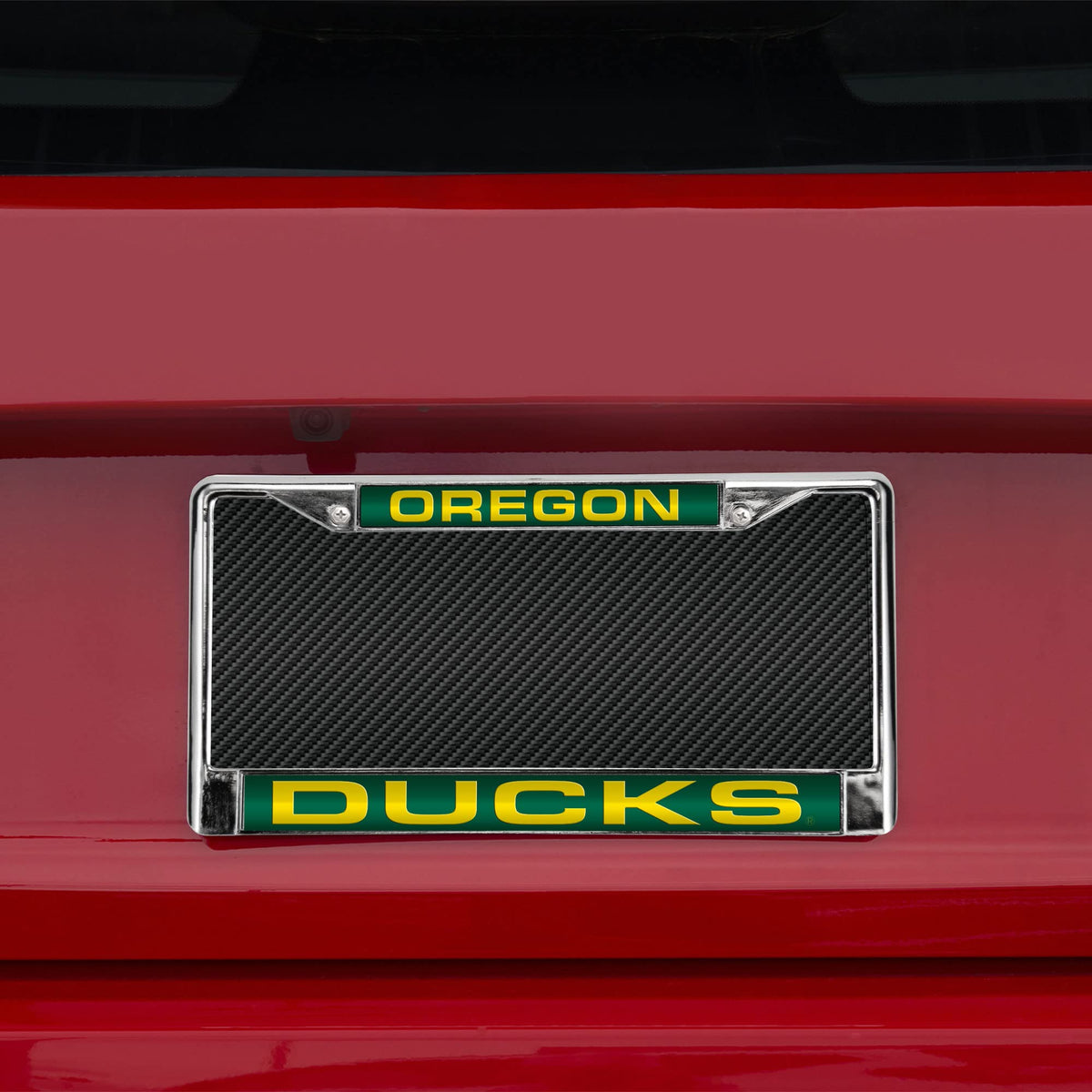Collegiate U of Oregon Green Laser Chrome Acrylic License Plate Frame QGC7000