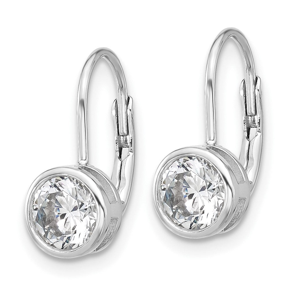 Sterling Shimmer Sterling Silver Rhodium-plated 5.5mm CZ Leverback Earrings