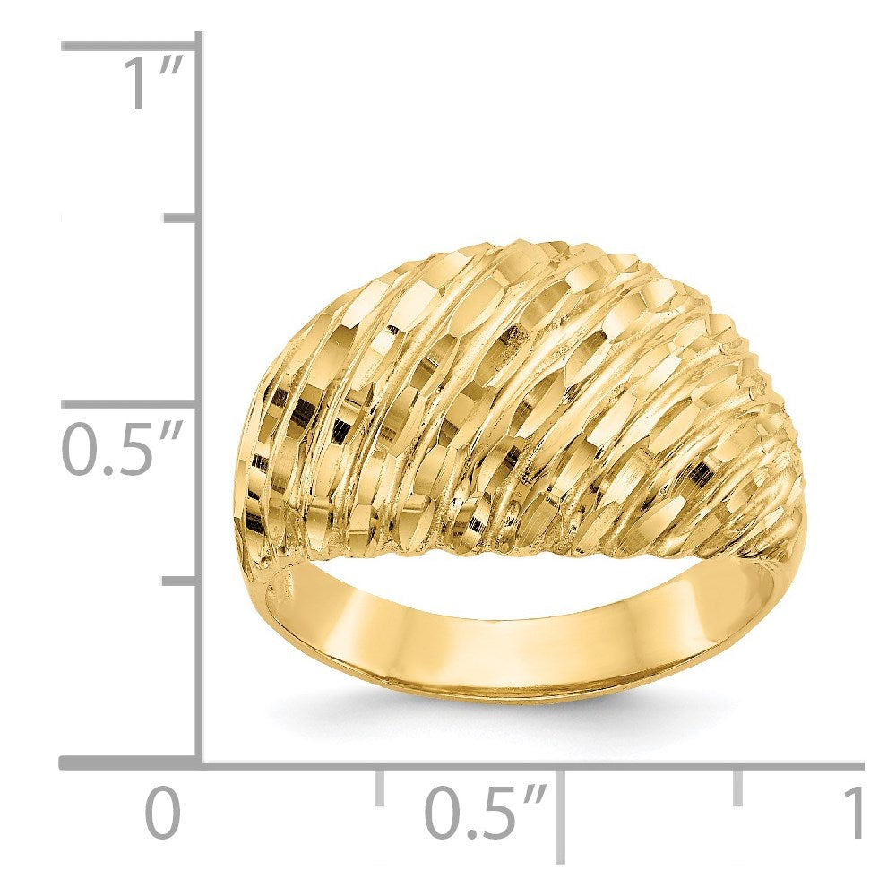 14K Diamond-cut Domed Ring Size 7