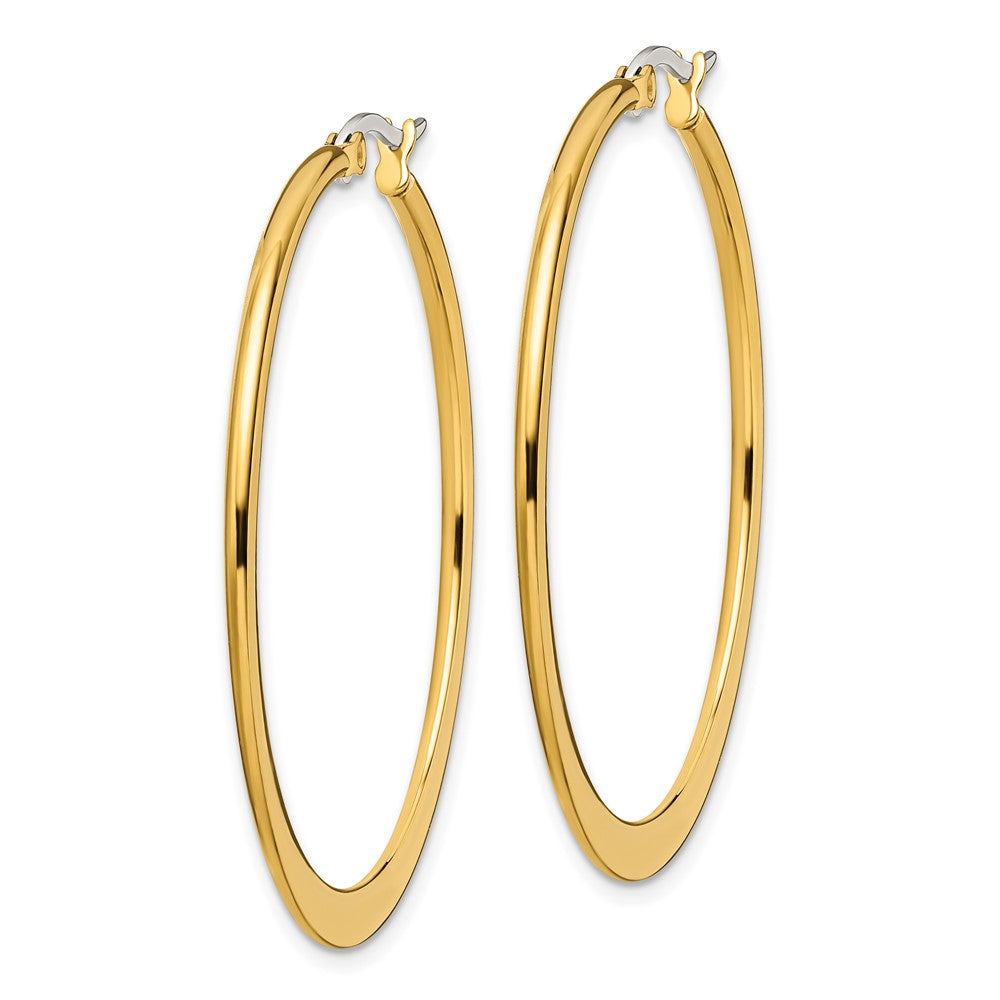 Stainless Steel Polished Yellow IP Tapered 43mm Diameter Hoop Earrings