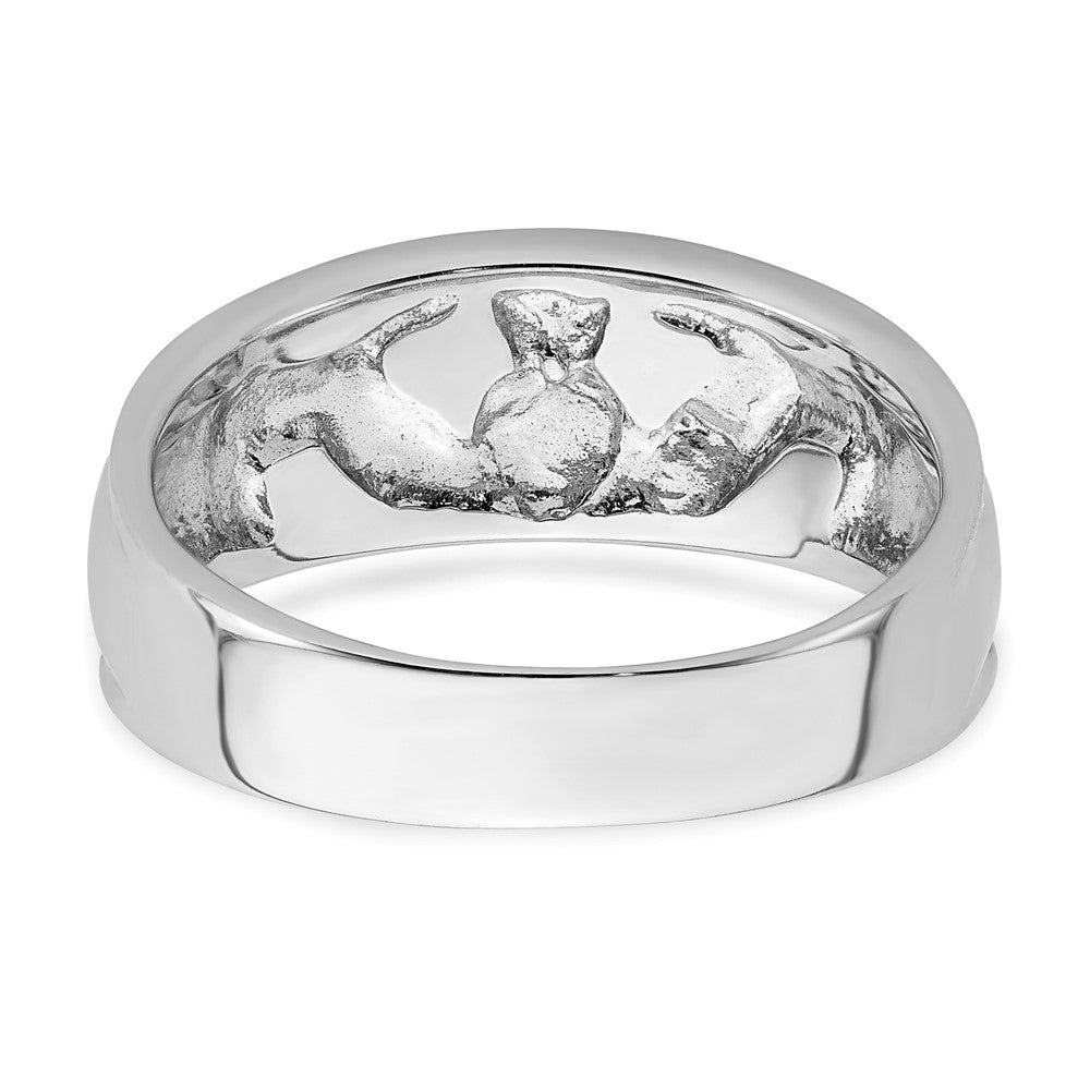 14k White Gold Ladies Polished Claddagh Band Size 7