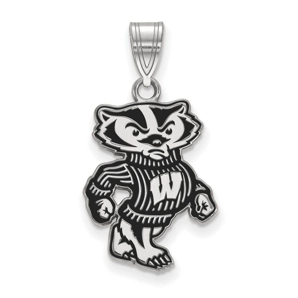 Beautiful Sterling S. Rh-p LogoArt University of Wisconsin Large Enamel Pendant