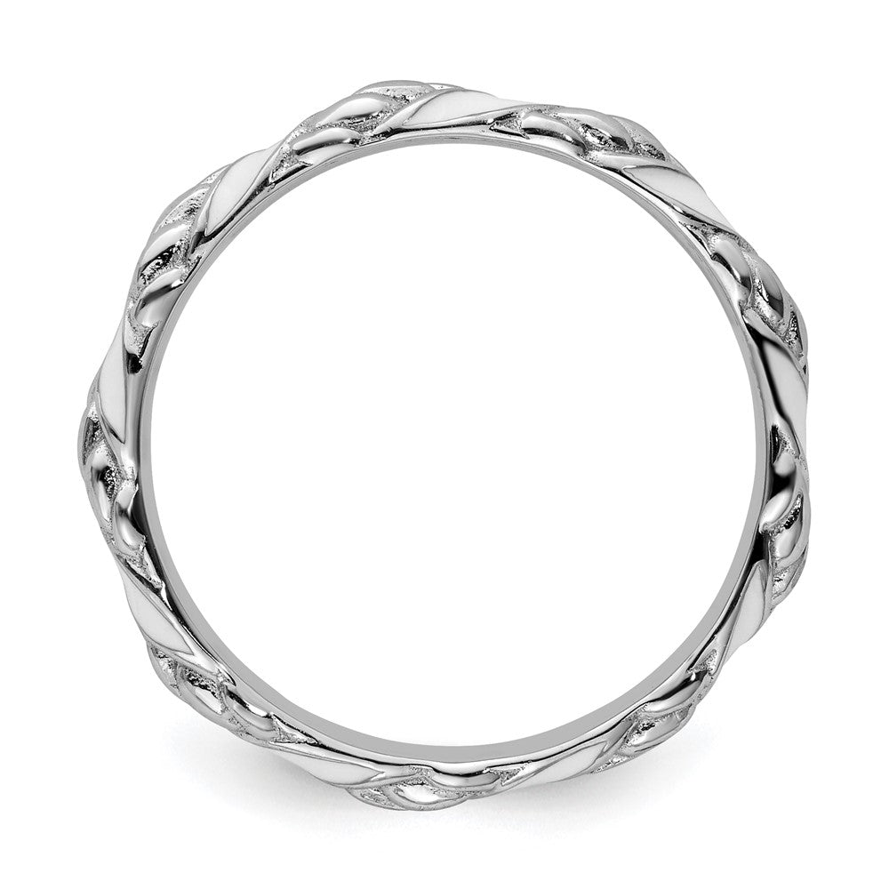 Sterling Silver Stackable Expressions Polished White Enameled Ring Size -6