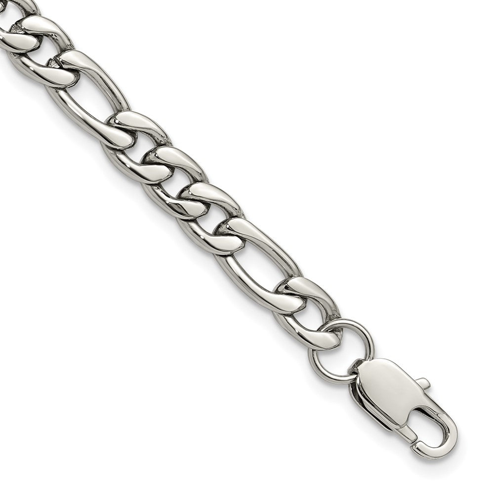 Chisel Stainless Steel Polished 8mm 9 inch Figaro Chain Bracelet